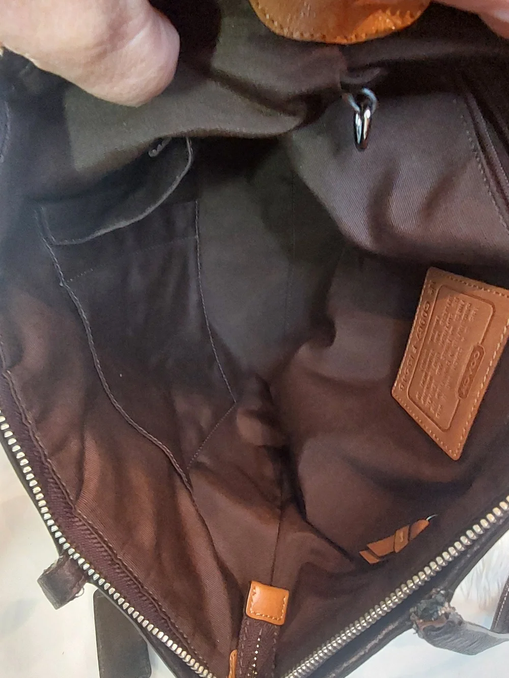 Coach Signature Stripe Zip Top Tote Bag F13548 - Pristine Lining 2009